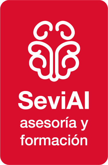 Logotipo corporativo vertical de SeviAI, servicios de asesoría y formación en Inteligencia Artificial