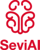 Isotipo del cerebro en línea roja, emblema oficial de la agencia de consultoría SeviAI